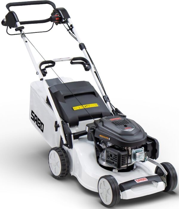 Sabo Benzin-Rasenmäher mit Radantrieb 43-VARIO White Edition limitierte Sonderedition